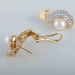 Boucles d'oreilles forme S Perles Diamants