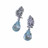 Boucles d'Oreilles Goutte Aigue Marine et Diamant