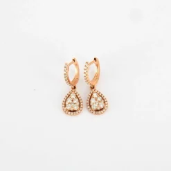 Boucles d'oreilles goutte en Or rose, diamants