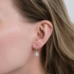 Boucles d'oreilles goutte en Or rose, diamants
