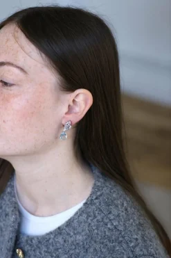 Boucles d'Oreilles Goutte Aigue Marine et Diamant