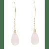 Boucles d’Oreilles Gouttes Quartz Rose