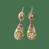 Boucles d'oreilles gouttes or jaune grenats