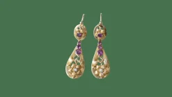 Boucles d'oreilles gouttes or jaune grenats