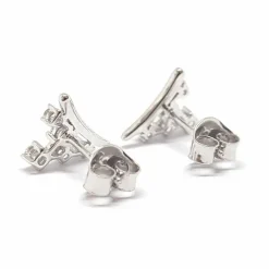 Boucles d'oreilles grappe diamants or blanc