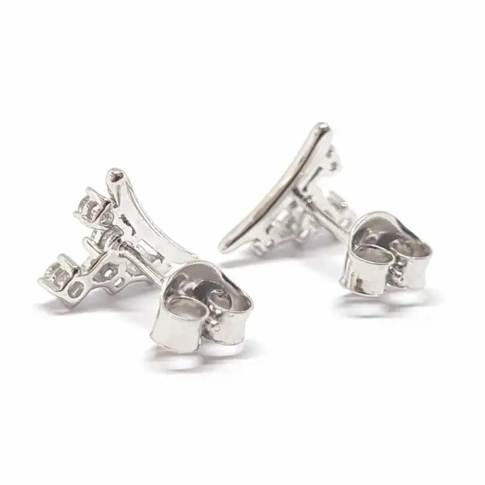 Boucles d'oreilles grappe diamants or blanc