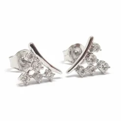 Boucles d'oreilles grappe diamants or blanc