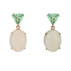 Boucles d'oreilles grenats mint et opales australiennes