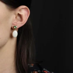Boucles d'oreilles grenats mint et opales australiennes