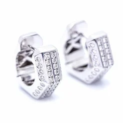 Boucles d'oreilles HEXAGON en or blanc et diamants