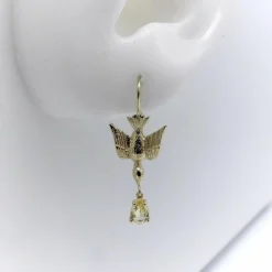 Boucles d'oreilles hirondelle en or avec saphirs jaunes