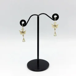 Boucles d'oreilles hirondelle en or avec saphirs jaunes