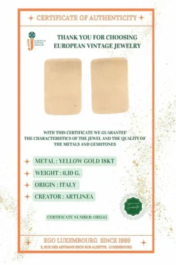 Boucles d'oreilles italiennes Artlinea en or jaune