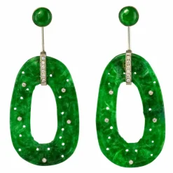Boucles d'oreilles jade et diamants