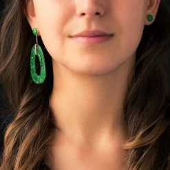 Boucles d'oreilles jade et diamants