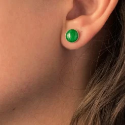 Boucles d'oreilles jade et diamants