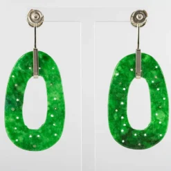 Boucles d'oreilles jade et diamants
