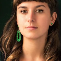 Boucles d'oreilles jade et diamants