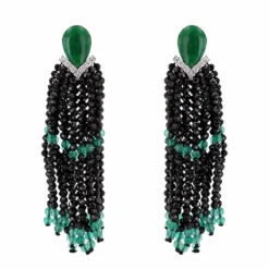 Boucles d'oreilles jades diamants et agates