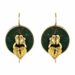 Boucles d'oreilles jaspes sanguins et cadenas