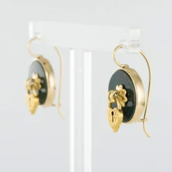 Boucles d'oreilles jaspes sanguins et cadenas