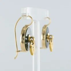 Boucles d'oreilles jaspes sanguins et cadenas