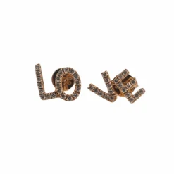 Boucles d’oreilles «LO VE » or rose diamants