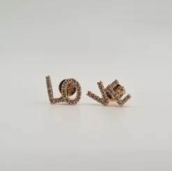 Boucles d’oreilles «LO VE » or rose diamants