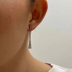 Boucles d’oreilles longues or blanc diamants