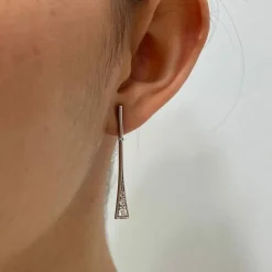 Boucles d’oreilles longues or blanc diamants