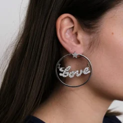 Boucles d'oreilles LOVE YOU en or blanc, diamants