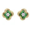 Boucles d'oreilles émail vert diamants et or jaune