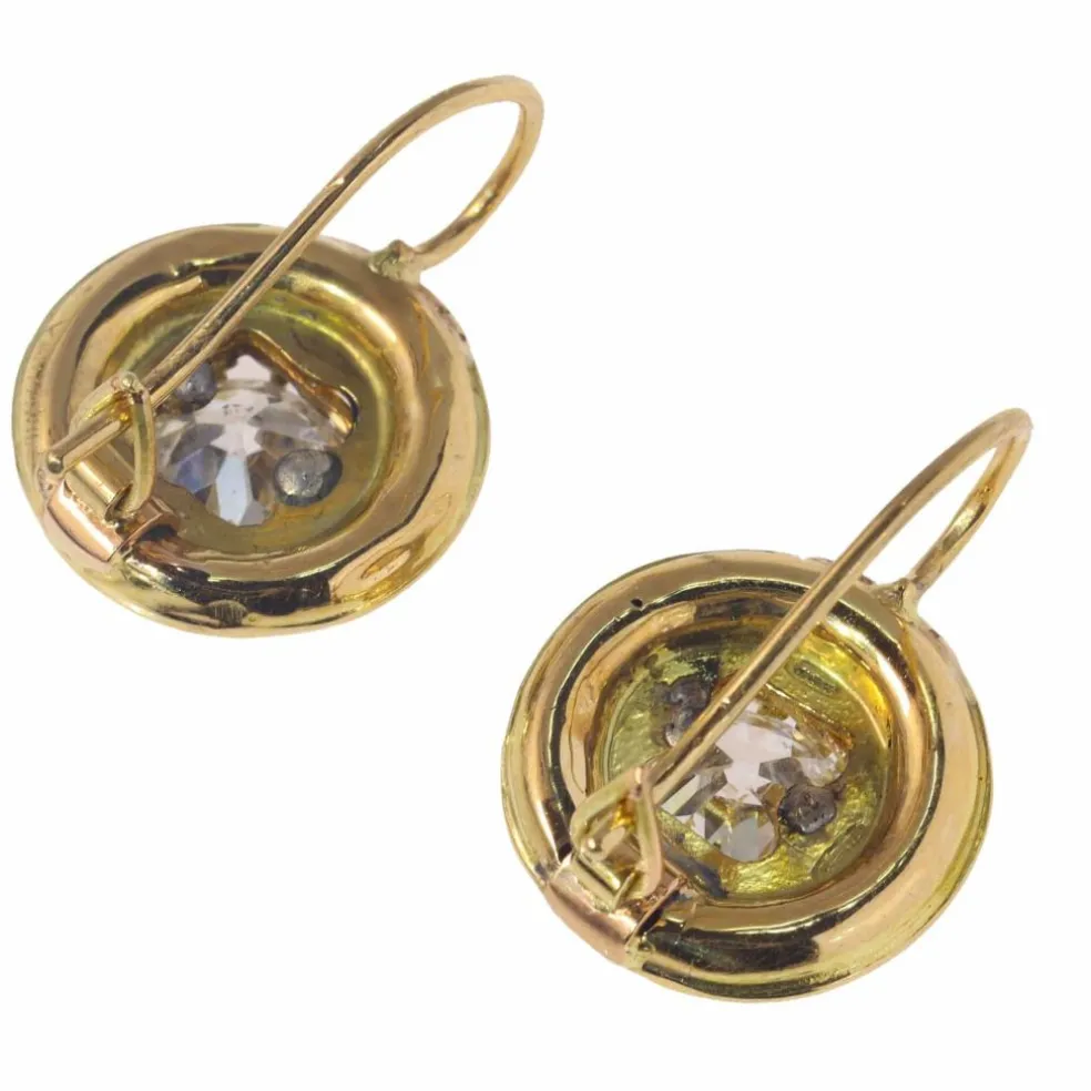 Boucles d'oreilles émaillées or, diamant