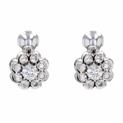 Boucles d'oreilles marguerite diamants clips