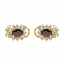 Boucles d'oreilles Marguerite Or jaune Grenat