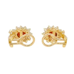 Boucles d'oreilles Marguerite Or jaune Grenat