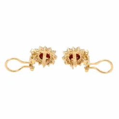 Boucles d'oreilles Marguerite Or jaune Grenat