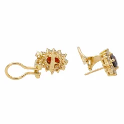 Boucles d'oreilles Marguerite Or jaune Grenat