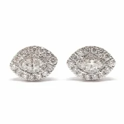 Boucles d'oreilles marquise diamants or blanc