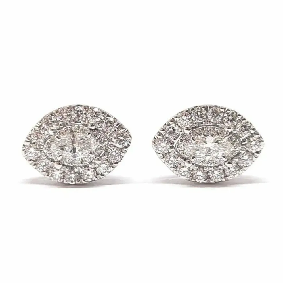 Boucles d'oreilles marquise diamants or blanc
