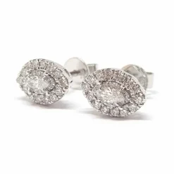 Boucles d'oreilles marquise diamants or blanc