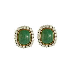 Boucles d'oreilles émeraudes et diamants