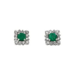 Boucles d'oreilles émeraudes et diamants