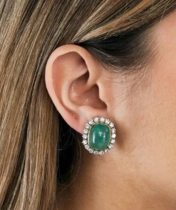 Boucles d'oreilles émeraudes et diamants