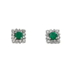 Boucles d'oreilles émeraudes et diamants