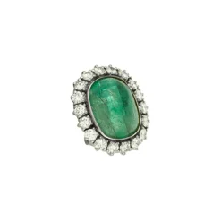 Boucles d'oreilles émeraudes et diamants