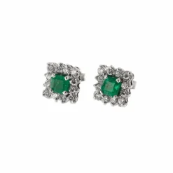 Boucles d'oreilles émeraudes et diamants