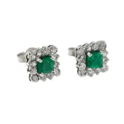 Boucles d'oreilles émeraudes et diamants