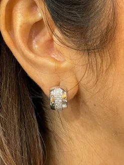 Boucles d’oreilles mini-créoles or blanc et diamants