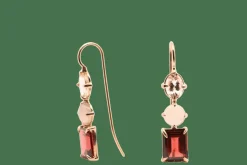 Boucles d'oreilles Morganite, Agate Grise, Grenat